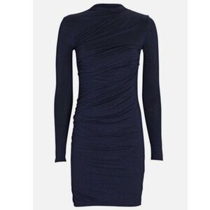 Enza Costa ruched navy metallic dress